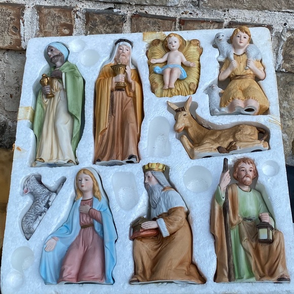 Vintage Homco By home Interiors Porcelain Figurines Christmas Nativity Set - Picture 12 of 15